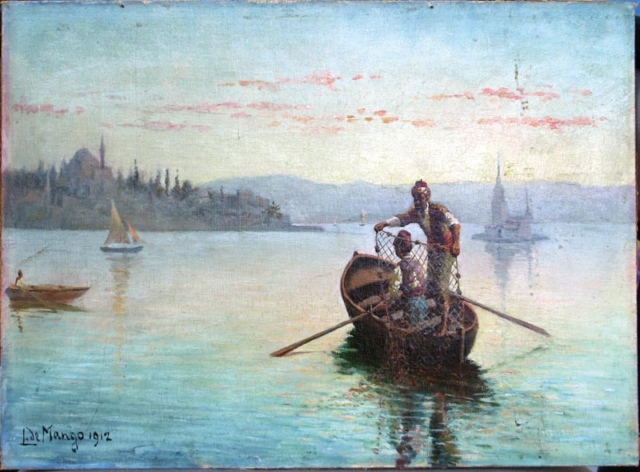 Leonardo De Mango (1843-1930): Veduta dall'isola grande